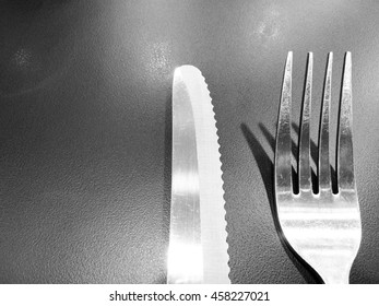 Fork and knife on table