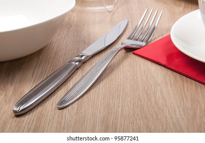 fork and knife on table