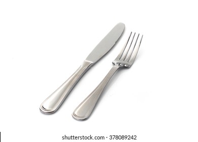 Fork And Knife On White Background