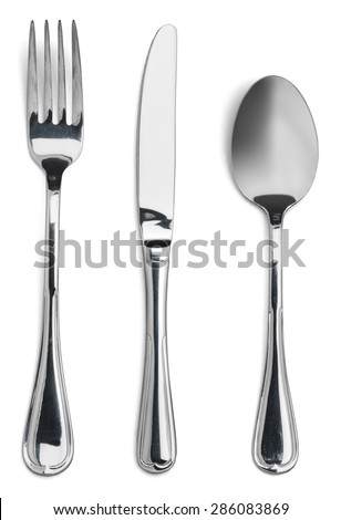 Fork, knife, spoon.