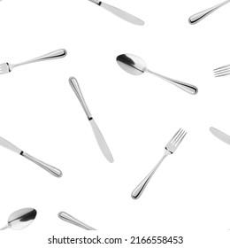 fork, knife, spoon, cutlery isolated on white background, SEAMLESS, PATTERN