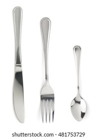 Fork, Knife And Spoon Isolated On White Background