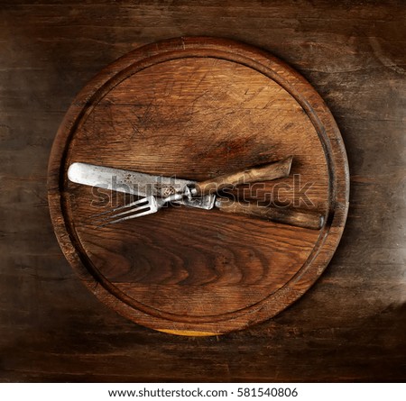 Similar – Image, Stock Photo Rustic wood background with fork