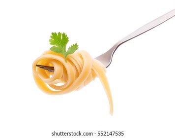 Fork Of Spaghetti Isolated On White Background