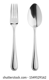 fork, spoon, cutlery isolated on white background, clipping path