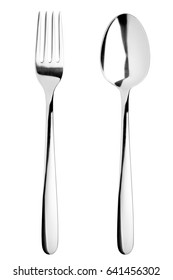 Fork, Spoon, Cutlery On White Background, Isolated