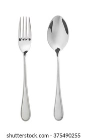 fork and spoon isolated on white background - Shutterstock ID 375490255
