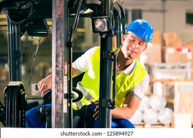 Forklift Driver Protective Vest Driving Forklift Stock Photo 125894927 ...