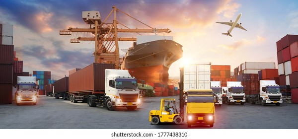 Forklift Handling Container Box Loading Truck Stock Photo 1777438310 ...