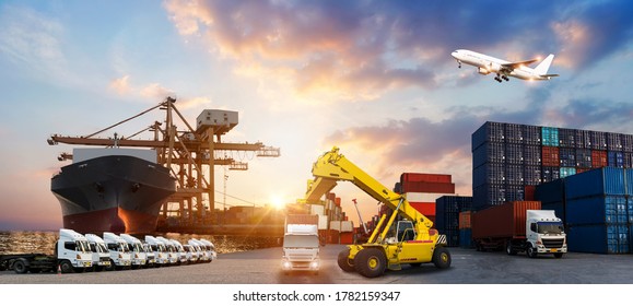 Forklift Handling Container Box Loading Truck Stock Photo 1782159347 ...