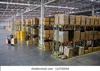 Forklift loader worker driver at warehouse - Shutterstock ID 112743544