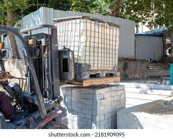 Forklift Operator In Street, Front View