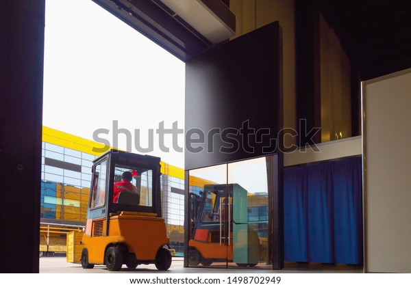 Forklift Truck Diesel Forklift Orange Warehouse Stock Photo Edit Now 1498702949