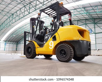 The forklift truck in ware house