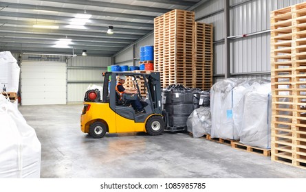 Warehousing Forklift Driver Stacking Pallets Cement Stock Photo (Edit ...