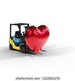 forklift vehicle lift red heart love  - Powered by Shutterstock