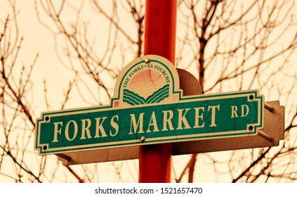 Forks Market Sign Pole Winnipeg