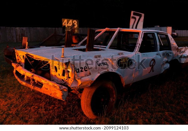 Forks, Olympic National Park, Washington State,\
USA - July 05, 2021:    Cars Destroyed in \