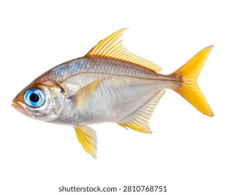 Forktail Blue Eye Translucent Body With Bright Bl Isolated On White Background
