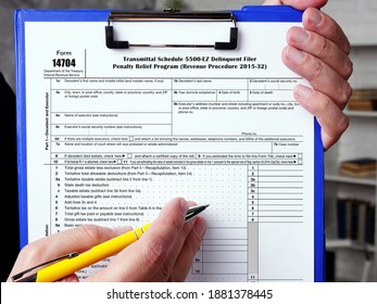 Form 14704 Transmittal Schedule 5500-EZ Delinquent Filer Penalty Relief Program (Revenue Procedure 2015-32) Sign On The Piece Of Paper.
