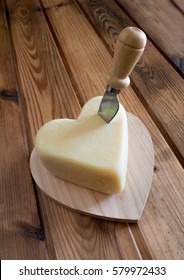 Form Of Heart Cheese Symbol Valentines Day With Knife