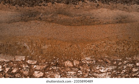 Form of soil layers, its colour and textures, Texture layers of earth, erosion to identify layers of soil and rock.