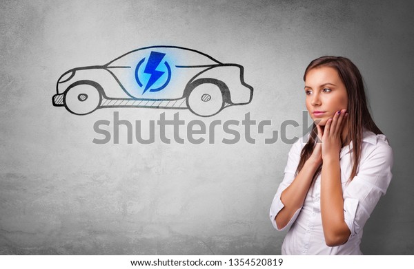 Formal person
thinking about electric car
concept