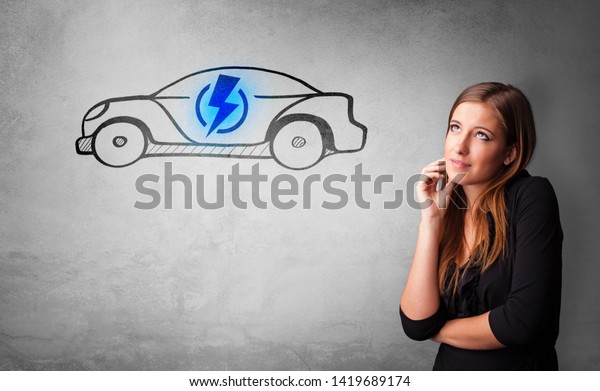 Formal person\
thinking about electric car\
concept