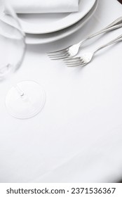 Formal table setting. Closeup, minimal, select focus. 