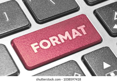 FORMAT word in pink keyboard buttons - Shutterstock ID 1038597418