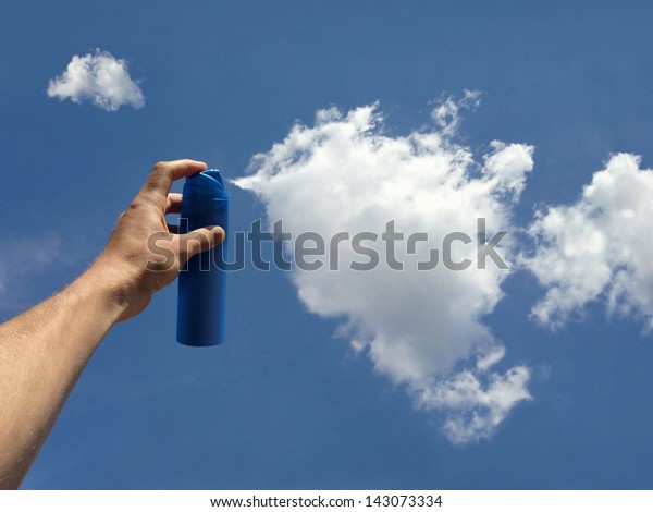 the\
formation of clouds, spray in the hands of\
man