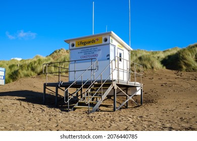 Formby UK Nov 2021 Lifeguards Hut On The Beach No People