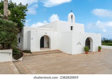 Formentera island Ibiza Balearics Spain El Pilar de La Mola town with the parish church