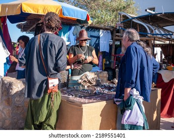 Formentera, Spain - May, 2010: People At Flea Market