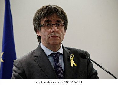 Former Catalonia's Leader Carles Puigdemont Gives A Press Conference  In Brussels, Belgium On Dec. 6, 2017. 