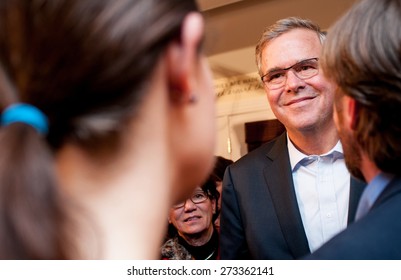 Former Florida Governor Jeb Bush Speaks With Voters In Dover, New Hampshire, On March 17, 2015. 