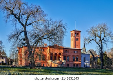 Former Manor House Dahlwitz In The Light Of The Winterly Evening Sun – View From Lenné Park