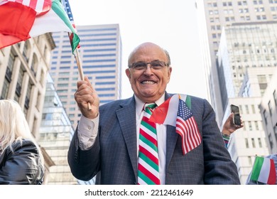 Former Mayor Rudy Giuliani Attends Annual Columbus Day Parade On Fifth Avenue In Manhattan On October 10, 2022