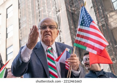 Former Mayor Rudy Giuliani Attends Annual Columbus Day Parade On Fifth Avenue In Manhattan On October 10, 2022