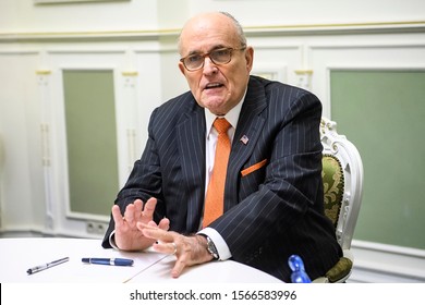 Former New York CIty Mayor Rudy Giuliani During Visit To Kyiv, Ukraine. November 2017