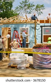 Former President Jimmy Carter, Helping Build Houses For Habitat For Humanity