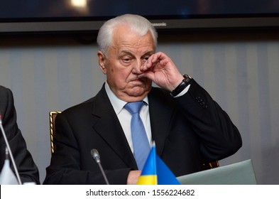 Former President Of Ukraine Leonid Kravchuk Bored During The Press-conference. July 6, 2018. Kiev,Ukraine