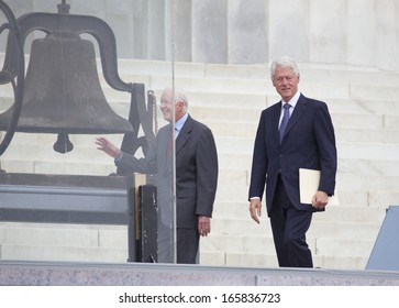 Former Presidents Jimmy Carter And Bill Clinton Arrive For The Ceremony To Commemorate The 50th Anniversary Of The March On Washington For Jobs And Freedom August 28, 2013 In Washington, DC.  