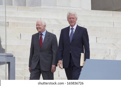 Former Presidents Jimmy Carter And Bill Clinton Arrive For The Ceremony To Commemorate The 50th Anniversary Of The March On Washington For Jobs And Freedom August 28, 2013 In Washington, DC.  