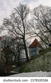 The Former Prison Tower Neitsitorn In Old Tallinn. Medieval Maiden Tower At Winter. Tallinn, Estonia