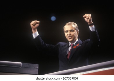 Former Senator Paul Tsongas Addresses Crowd At The 1992 Democratic National Convention At Madison Square Garden, New York