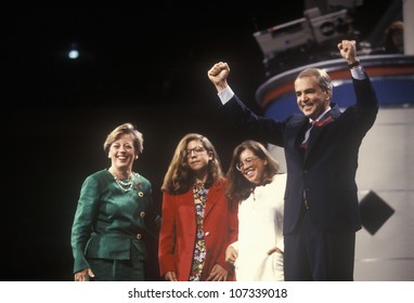 Former Senator Paul Tsongas Addresses Crowd At The 1992 Democratic National Convention At Madison Square Garden, New York