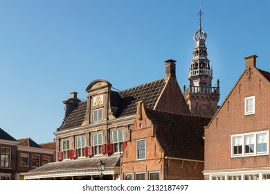 Former weigh house and the old town hall tower in the small picturesque fishing village of Monnickendam.