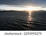 Formidable sunset over the Turgoyak lake before the storm, Chelyabinsk region
