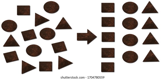 Forming Geometry To Categorize With Wooden Cube And Triangle,  Categorizing Geometry Concept 